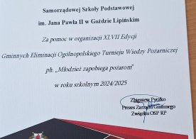  	Gminne Eliminacje XVII Edycji Ogólnopolskiego Turnieju Wiedzy Pożarnej ph. „Młodzież zapobiega pożarom” 